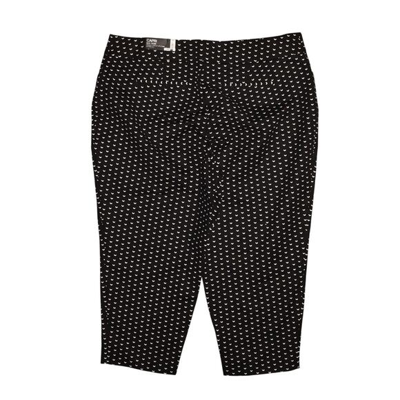 APT. 9 NEW $58 Black White Geo Print‎ Mid Rise Capri Pant Stretch 18W - Picture 2 of 4